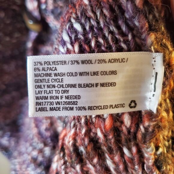 Knox Rose Sz L Long Chunky Knit Button Front Cardigan Sweater Coat Wool Alpaca - Picture 8 of 10